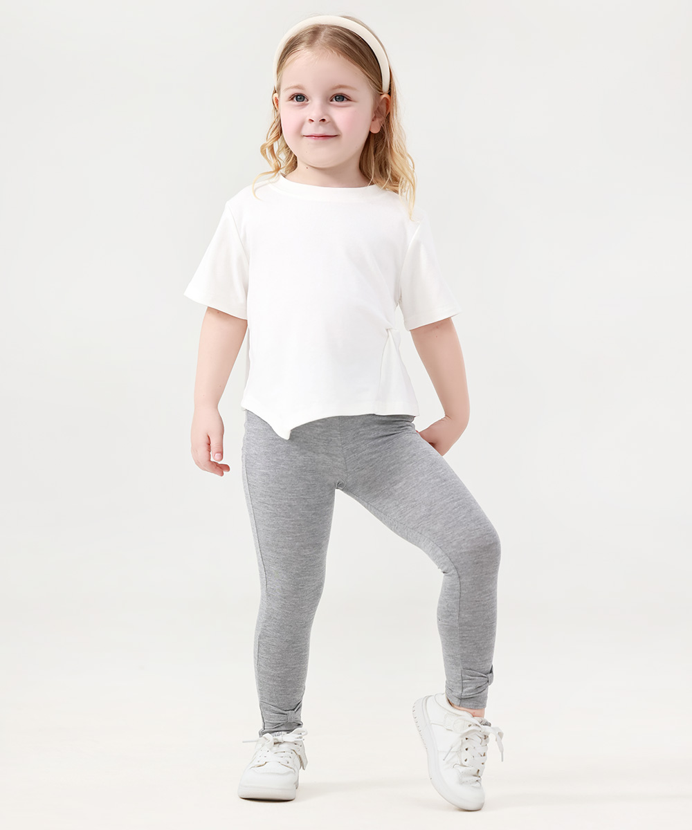 GirlS' Bamboo Bowknot Soild Leggings
