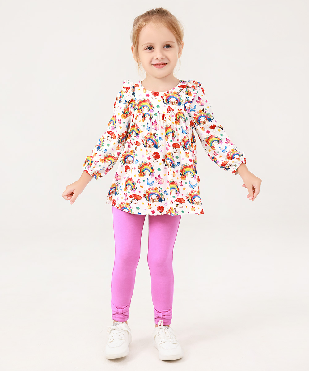 GirlS' Bamboo Bowknot Soild Leggings