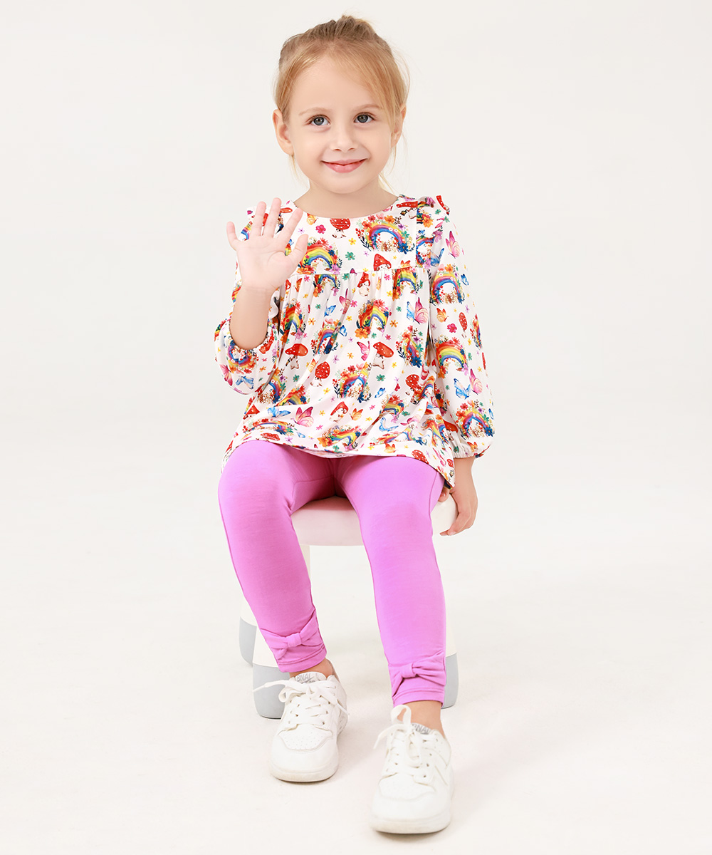 GirlS' Bamboo Bowknot Soild Leggings