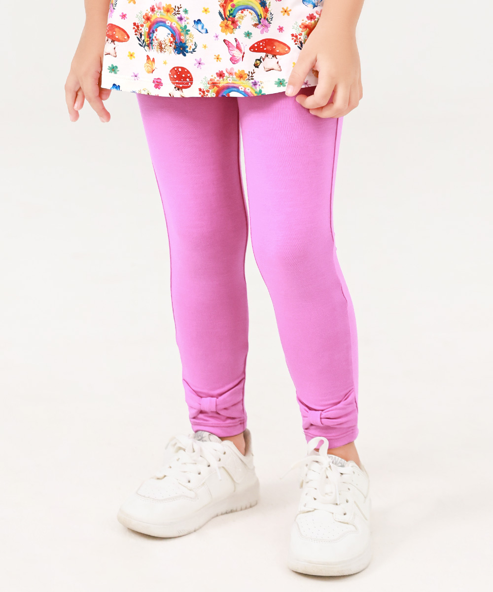 GirlS' Bamboo Bowknot Soild Leggings