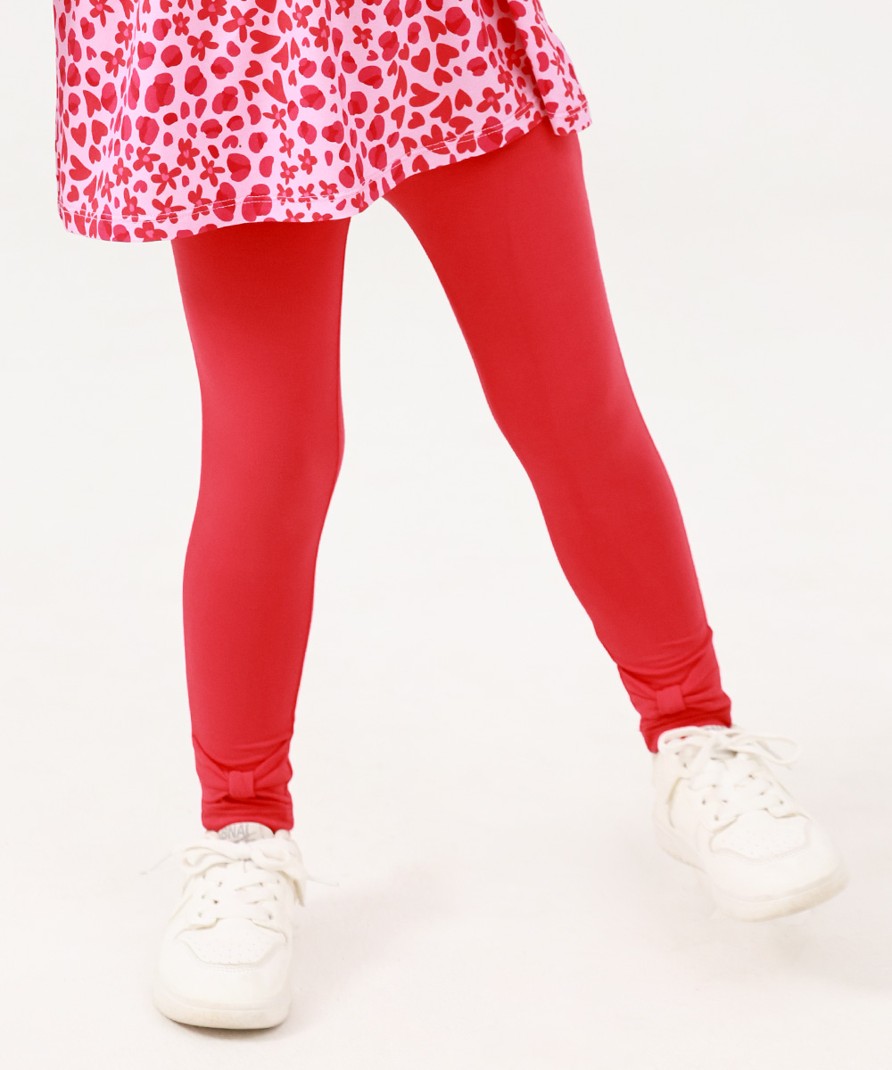 GirlS' Bamboo Bowknot Soild Leggings