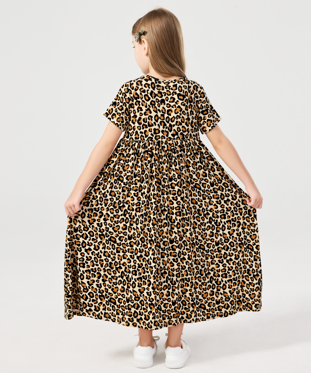 Girls Maxi Bamboo Short Sleeve Flowy Casual Dresses