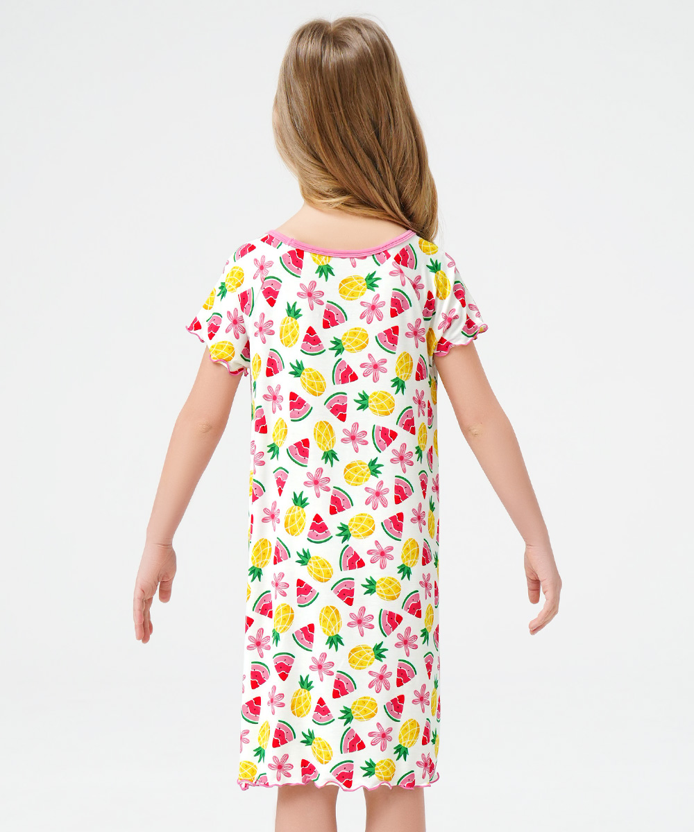 3T-12Y Girls Short Sleeve Soft Bamboo Nightgowns