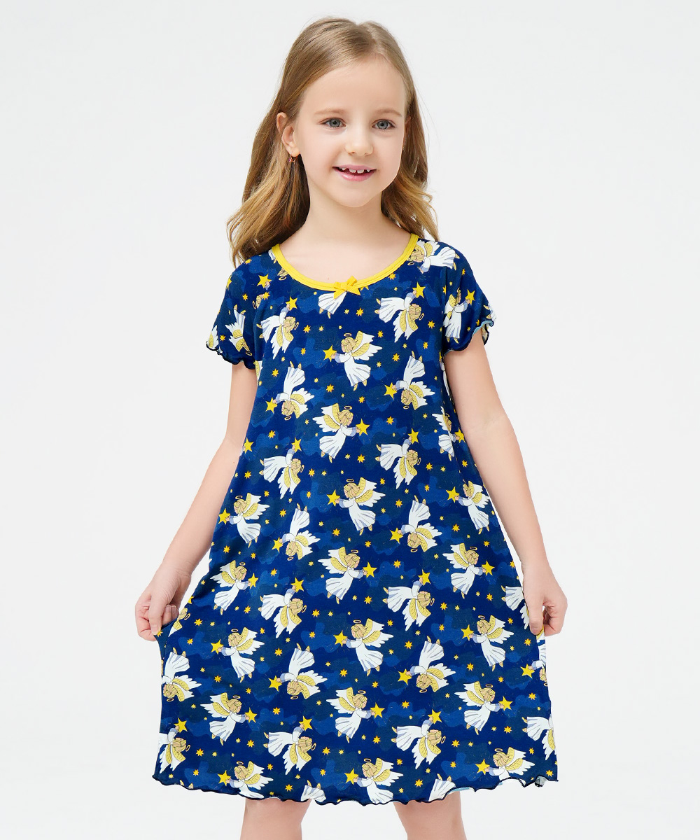 3T-12Y Girls Short Sleeve Soft Bamboo Nightgowns
