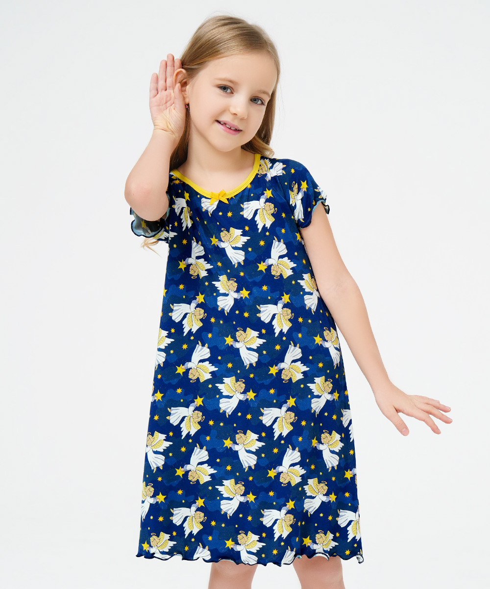 3T-12Y Girls Short Sleeve Soft Bamboo Nightgowns