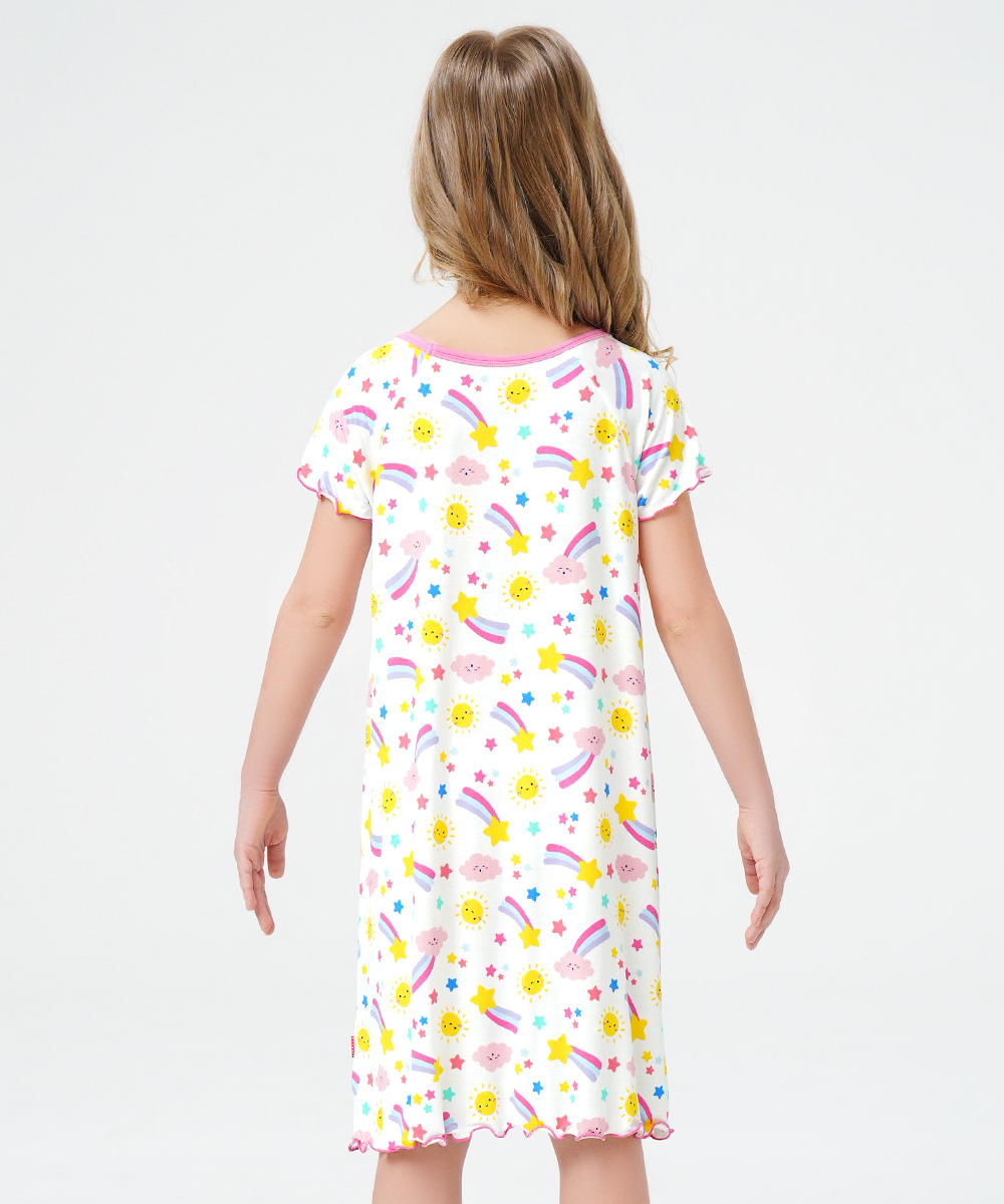 3T-12Y Girls Short Sleeve Soft Bamboo Nightgowns