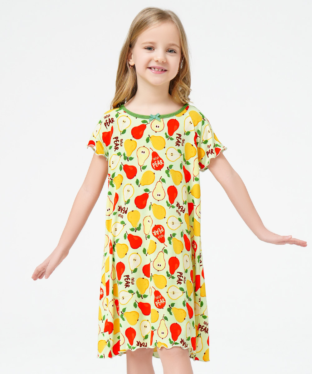 3T-12Y Girls Short Sleeve Soft Bamboo Nightgowns