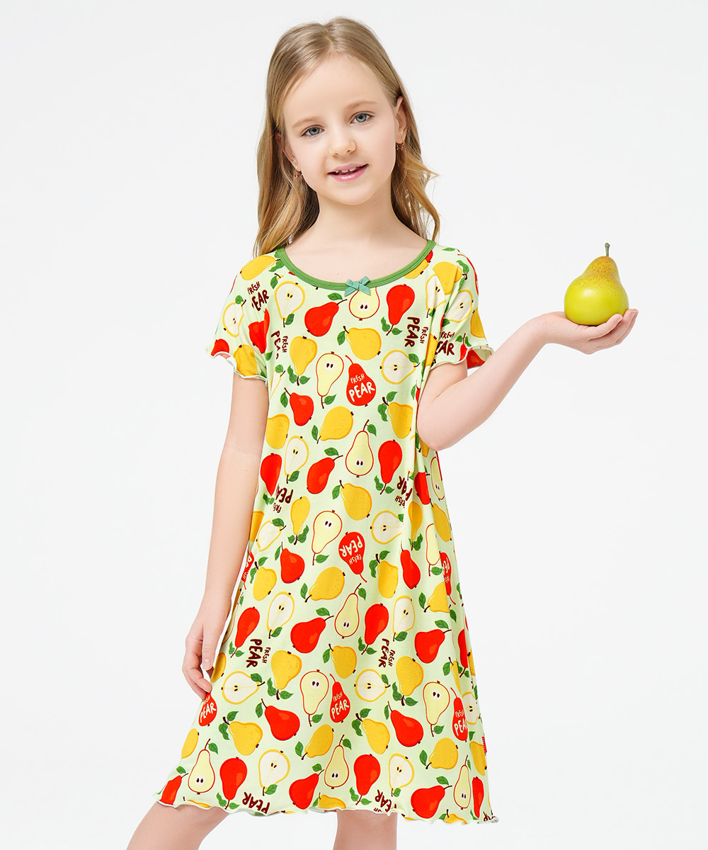 3T-12Y Girls Short Sleeve Soft Bamboo Nightgowns