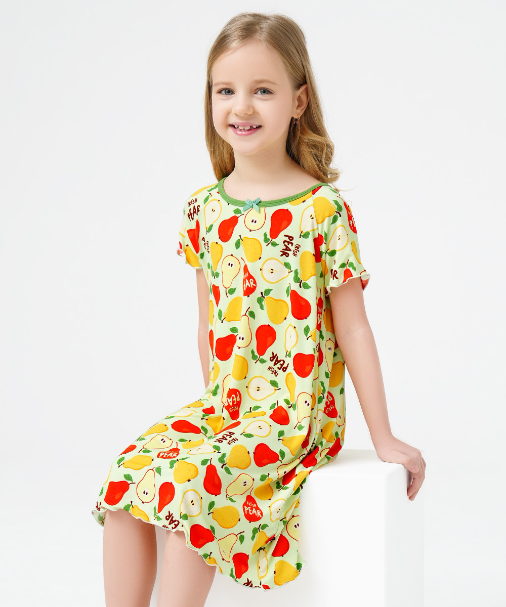 3T-12Y Girls Short Sleeve Soft Bamboo Nightgowns