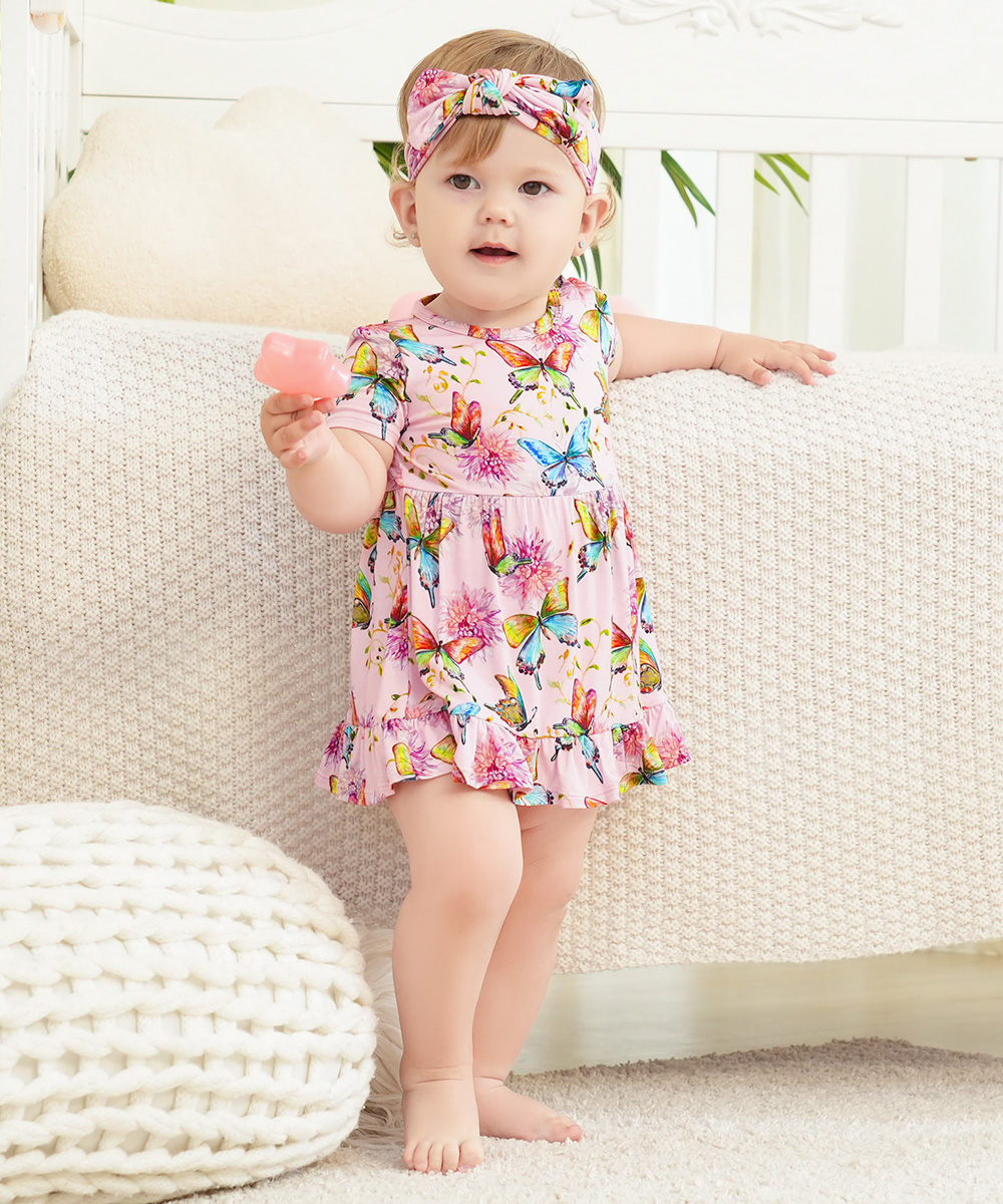 Bamboo Baby Bodysuits with Hairband Set