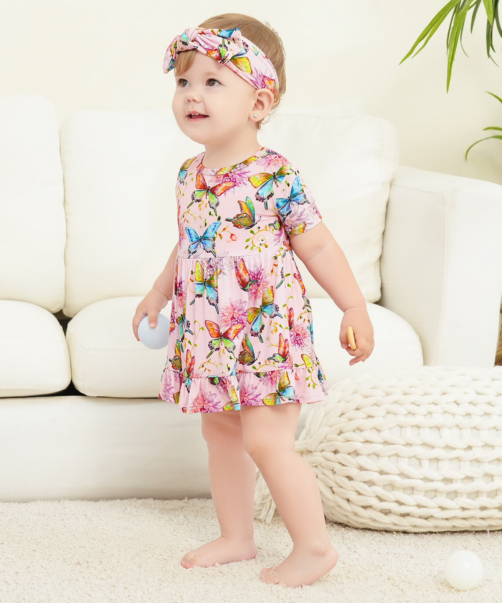 Bamboo Baby Bodysuits with Hairband Set