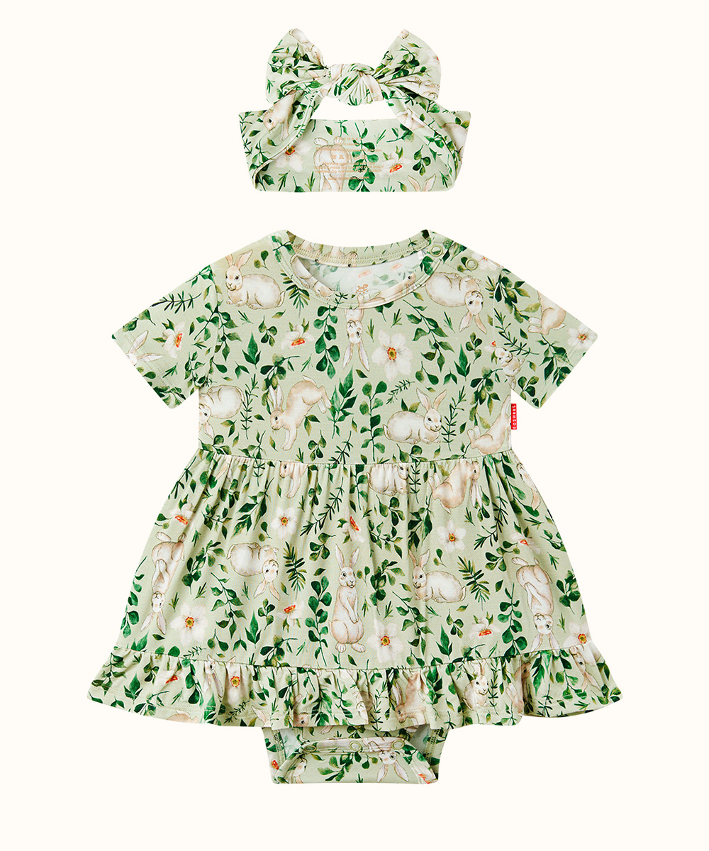 Bamboo Baby Bodysuits with Hairband Set