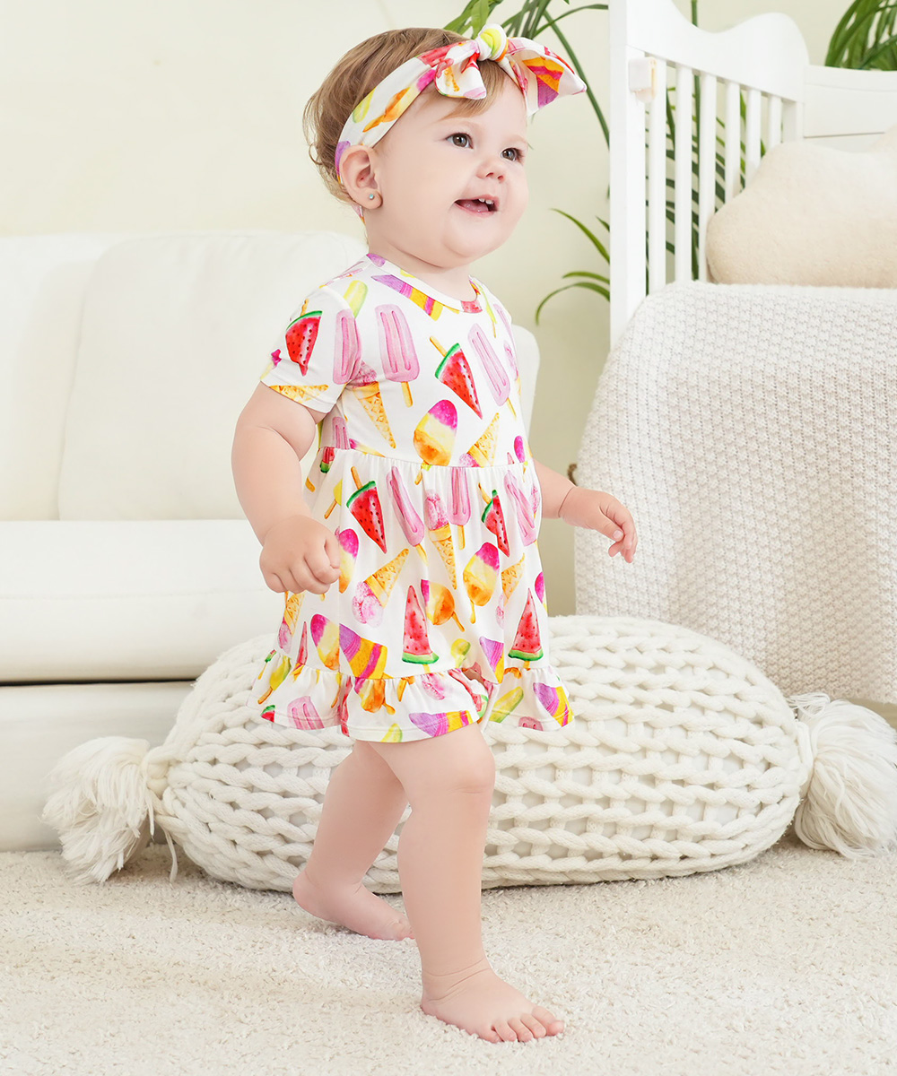 Bamboo Baby Bodysuits with Hairband Set