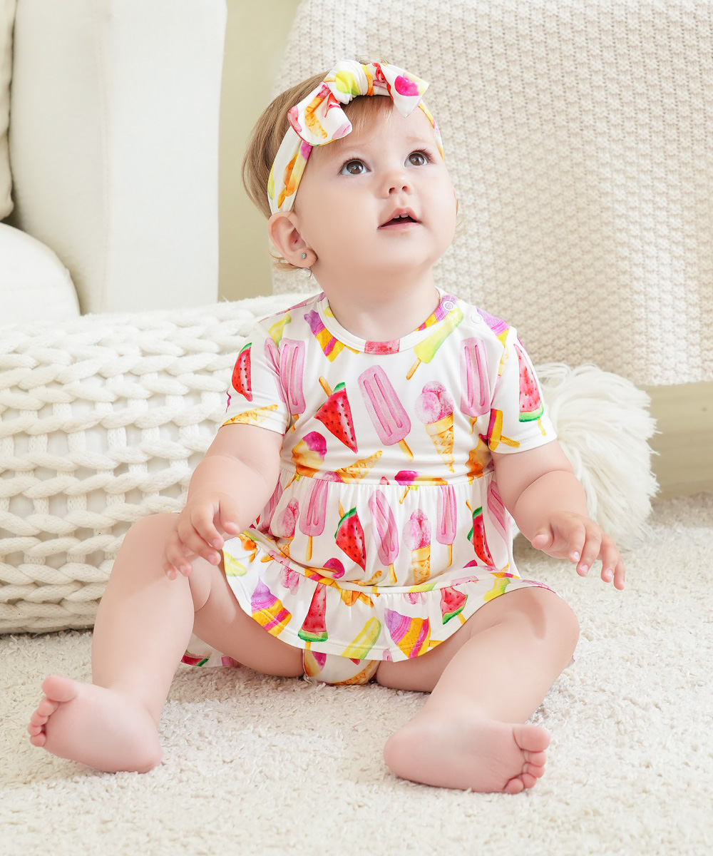 Bamboo Baby Bodysuits with Hairband Set