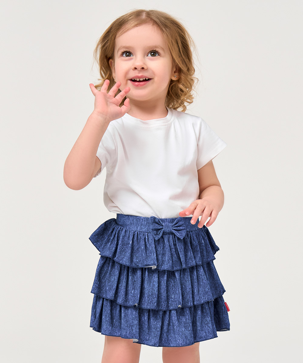 2T-6Y Girls 3-Layer Tiered Ruffle Bamboo Skorts