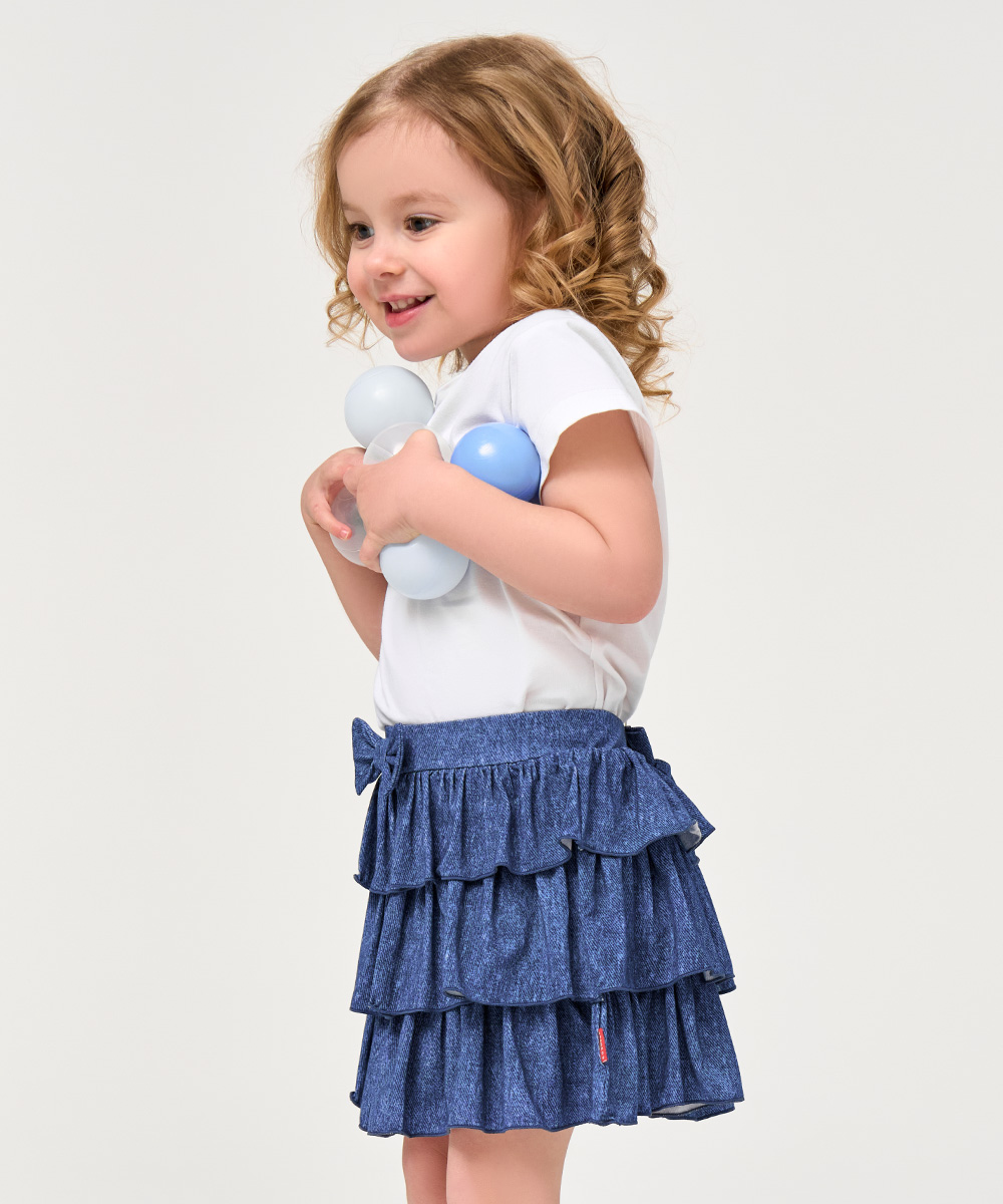 2T-6Y Girls 3-Layer Tiered Ruffle Bamboo Skorts