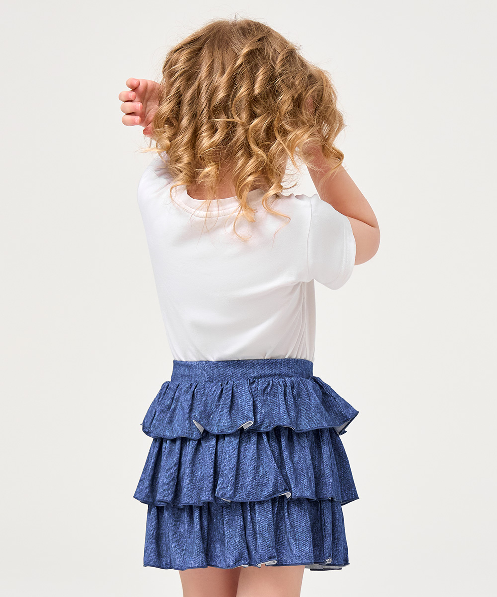 2T-6Y Girls 3-Layer Tiered Ruffle Bamboo Skorts