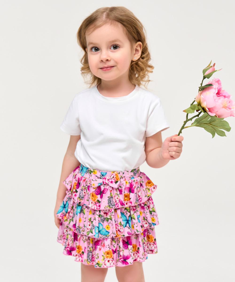 2T-6Y Girls 3-Layer Tiered Ruffle Bamboo Skorts
