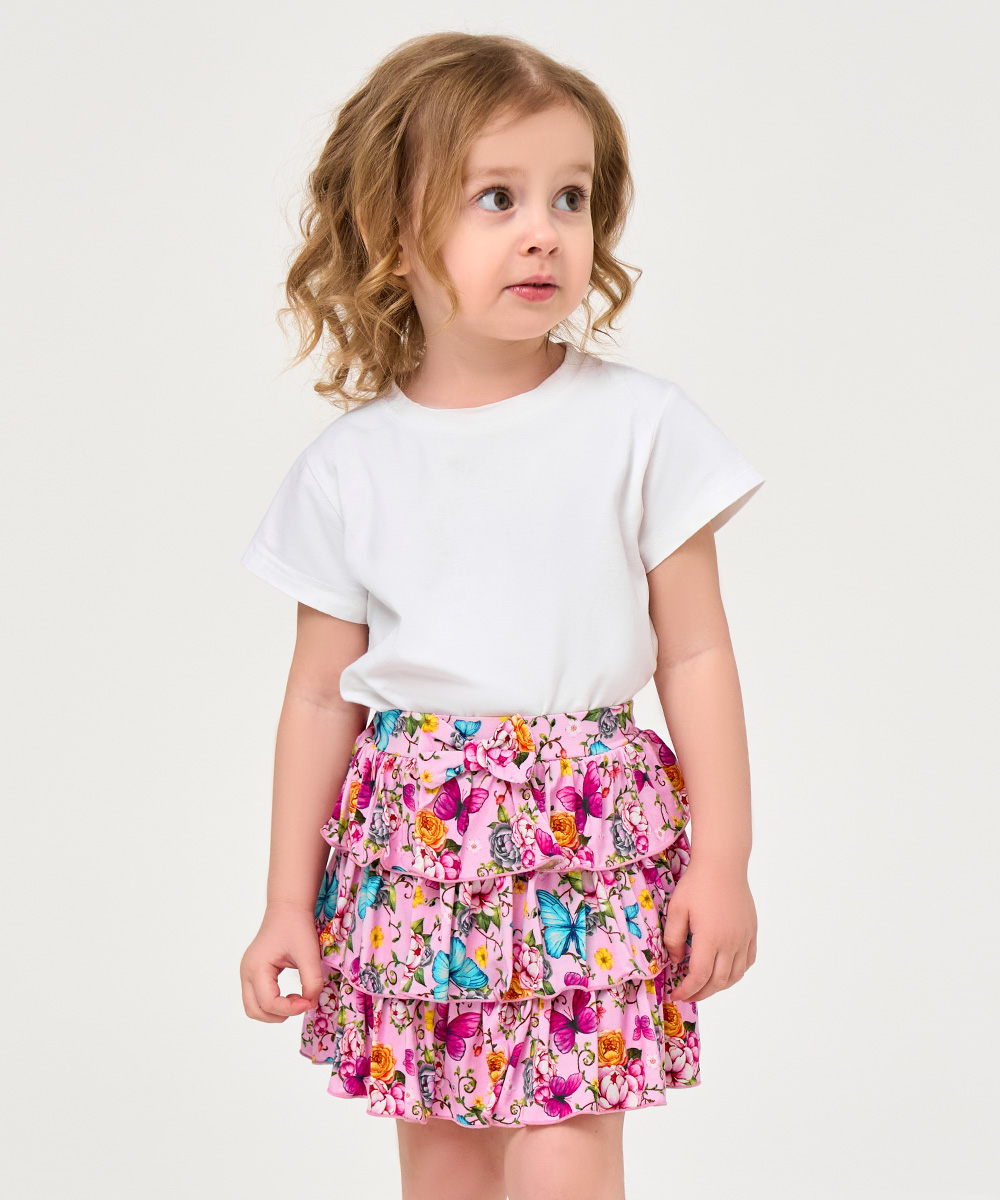 2T-6Y Girls 3-Layer Tiered Ruffle Bamboo Skorts