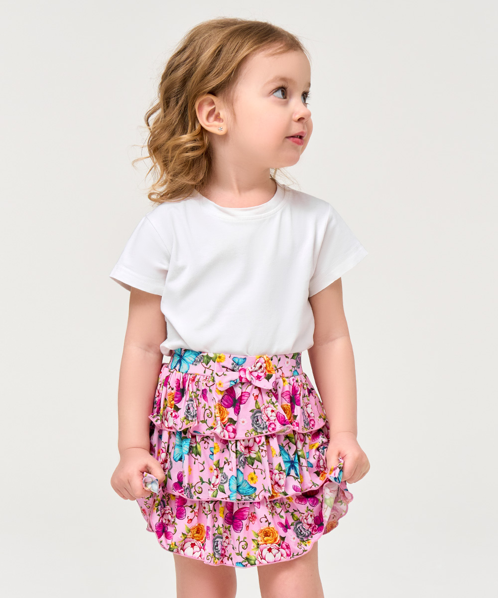 2T-6Y Girls 3-Layer Tiered Ruffle Bamboo Skorts