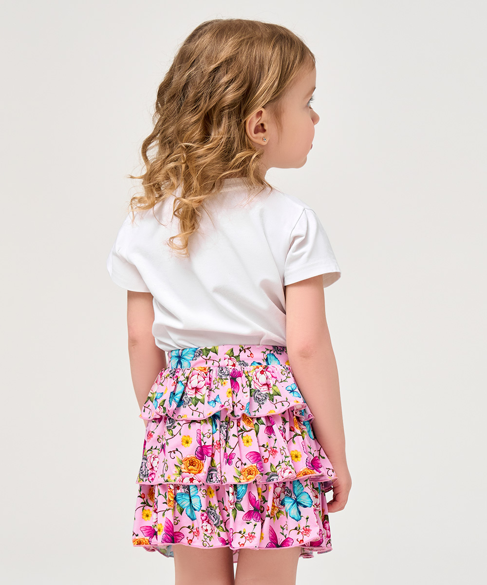 2T-6Y Girls 3-Layer Tiered Ruffle Bamboo Skorts