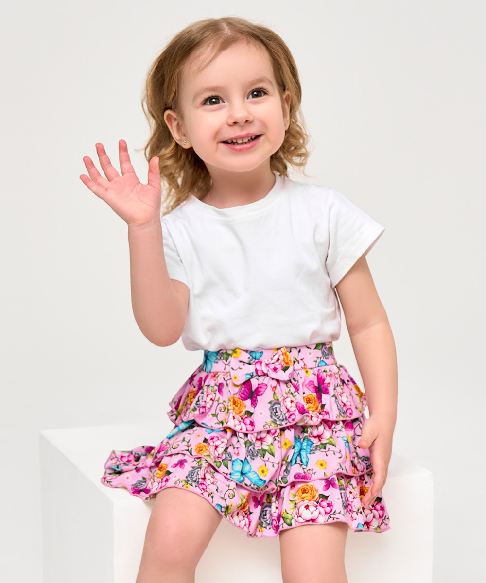 2T-6Y Girls 3-Layer Tiered Ruffle Bamboo Skorts