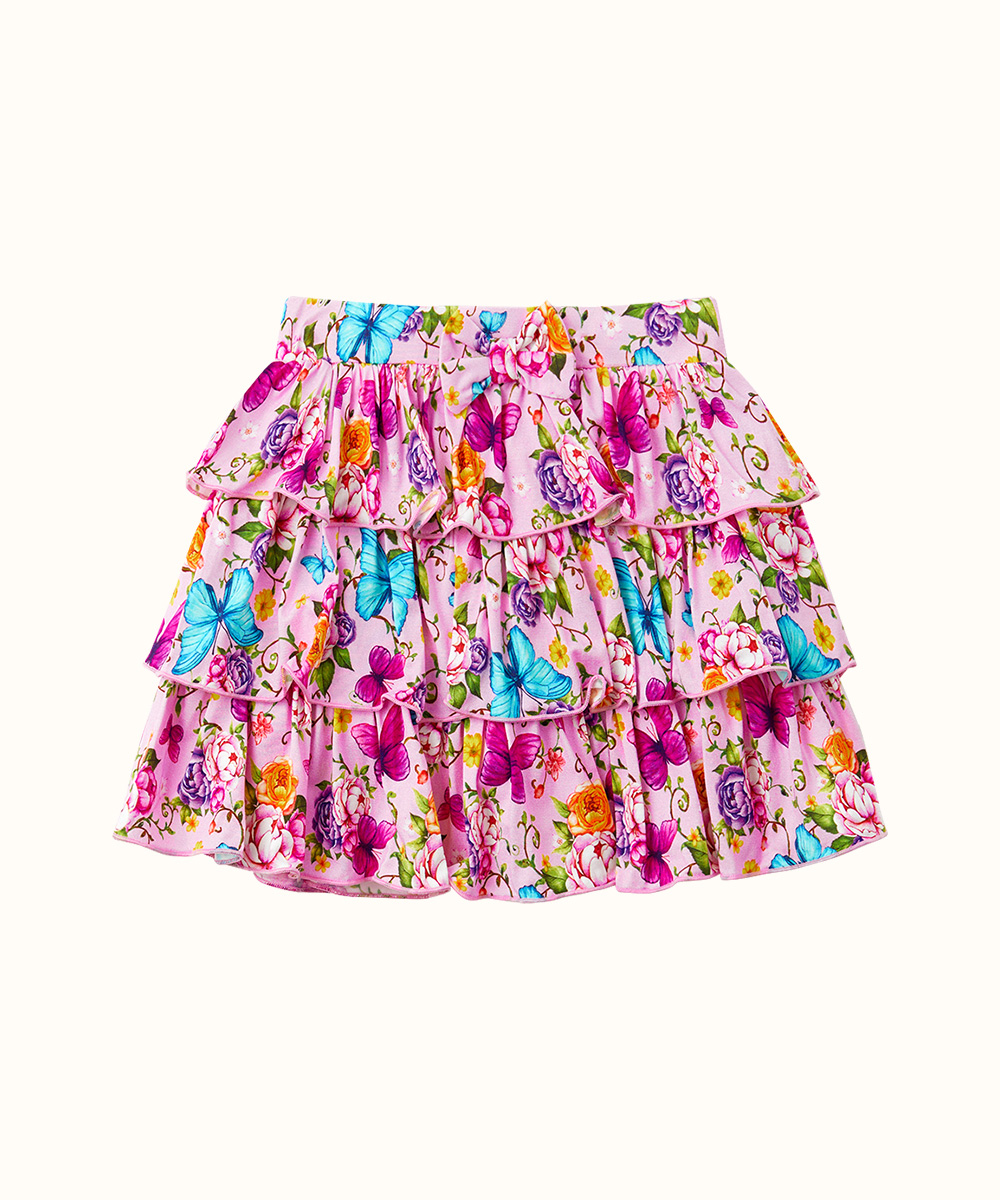 2T-6Y Girls 3-Layer Tiered Ruffle Bamboo Skorts