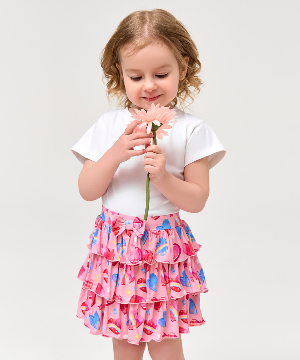 2T-6Y Girls 3-Layer Tiered Ruffle Bamboo Skorts