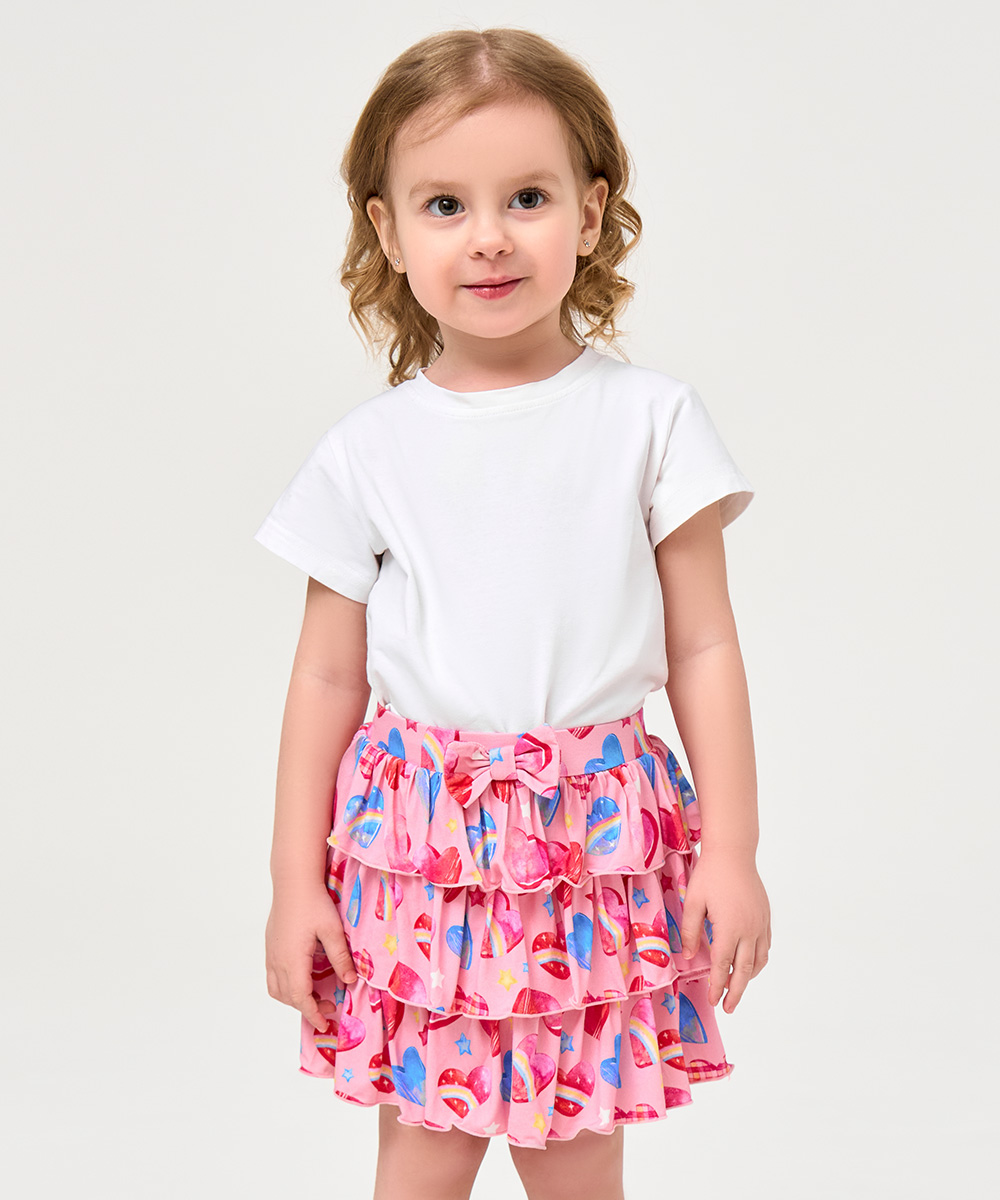 2T-6Y Girls 3-Layer Tiered Ruffle Bamboo Skorts