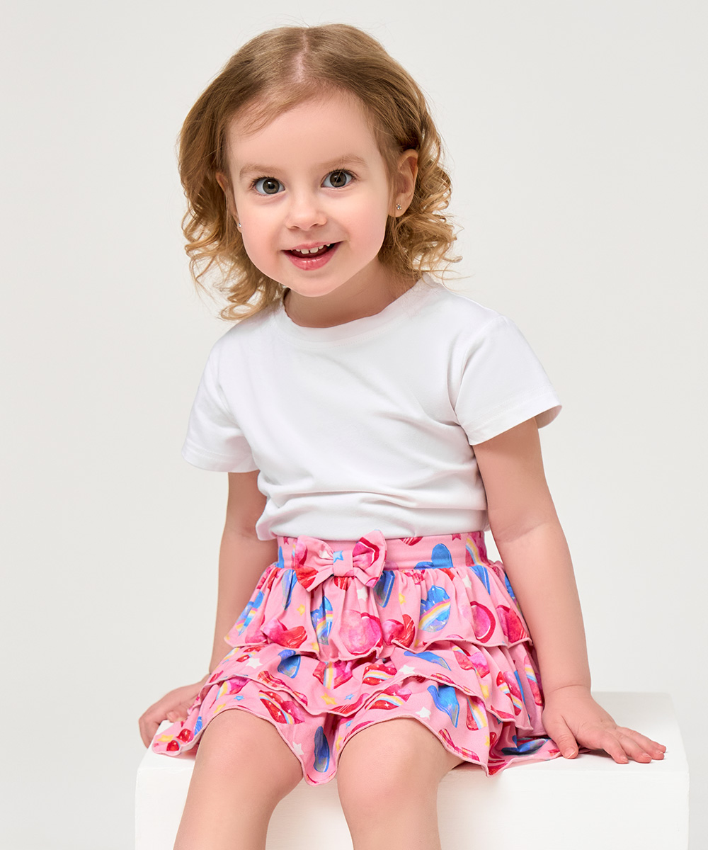 2T-6Y Girls 3-Layer Tiered Ruffle Bamboo Skorts