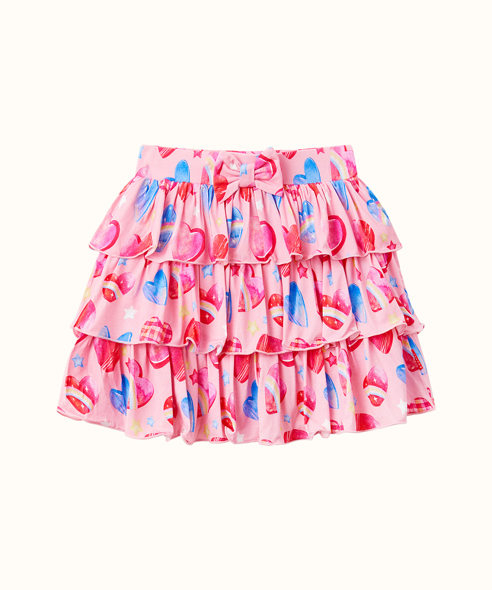 2T-6Y Girls 3-Layer Tiered Ruffle Bamboo Skorts