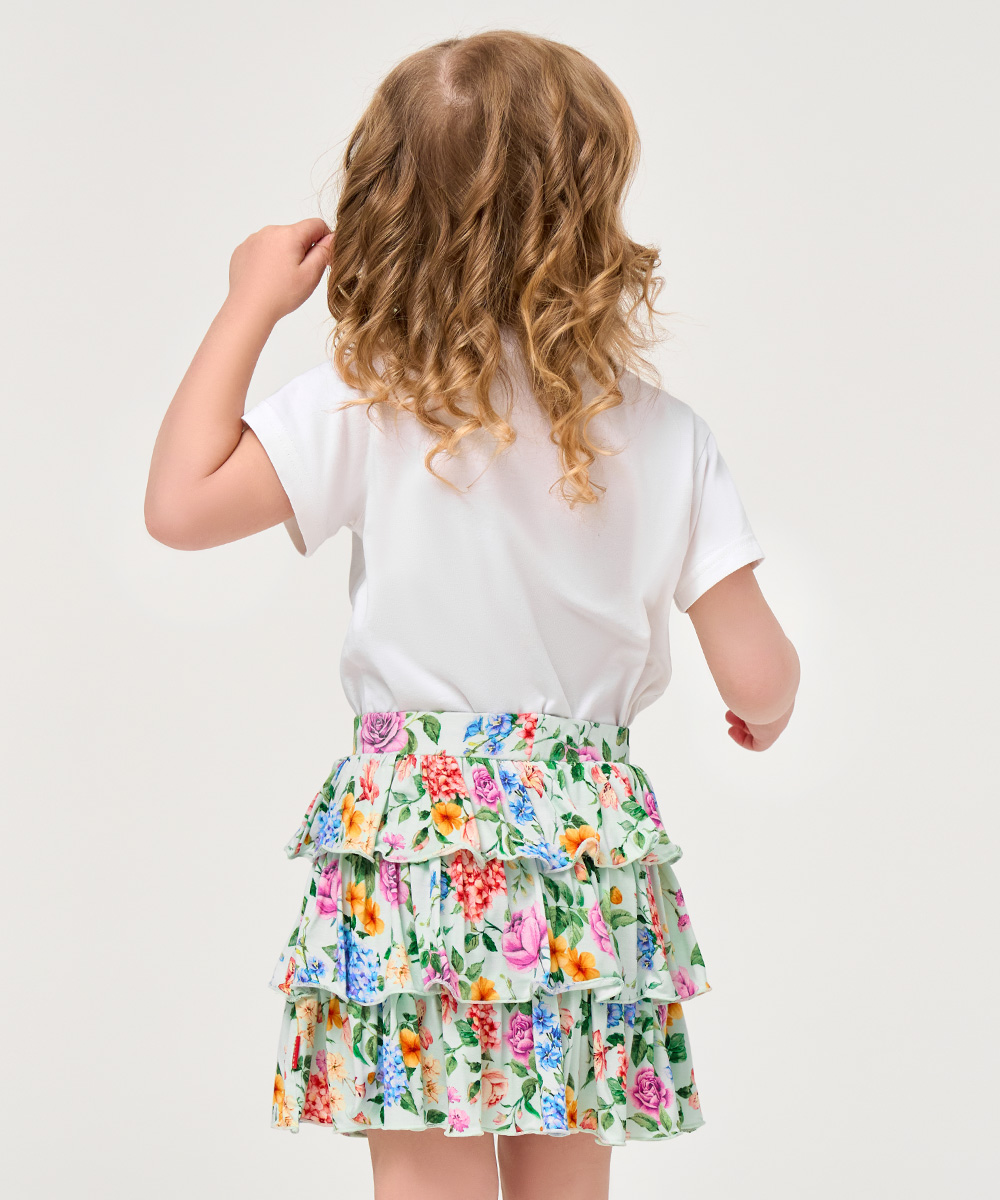 2T-6Y Girls 3-Layer Tiered Ruffle Bamboo Skorts