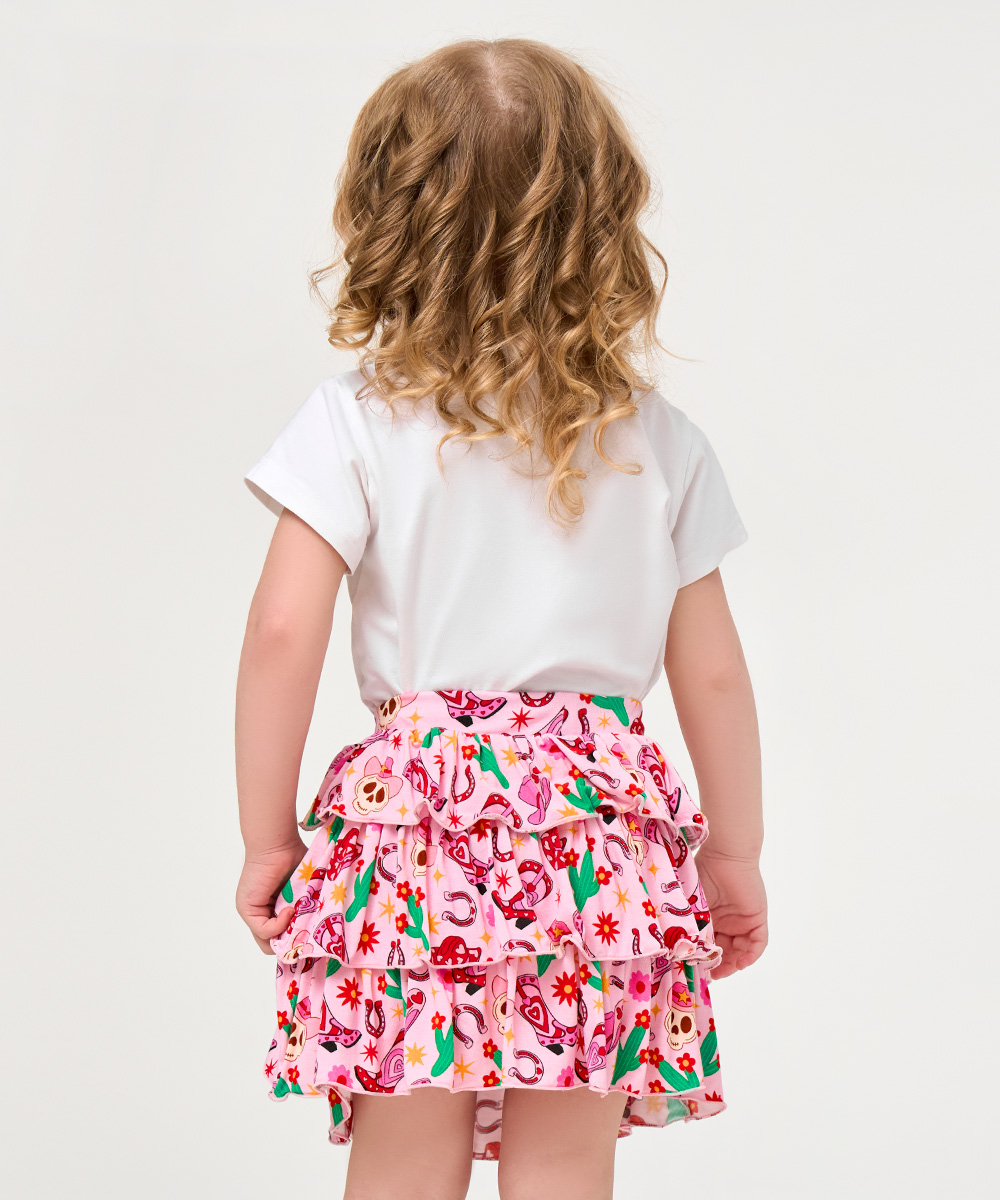 2T-6Y Girls 3-Layer Tiered Ruffle Bamboo Skorts