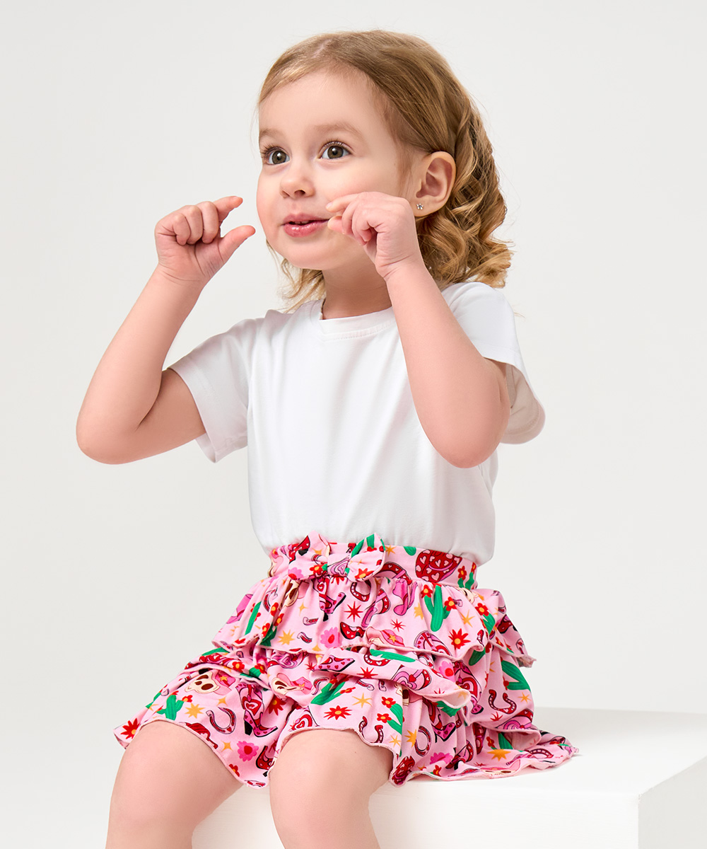 2T-6Y Girls 3-Layer Tiered Ruffle Bamboo Skorts