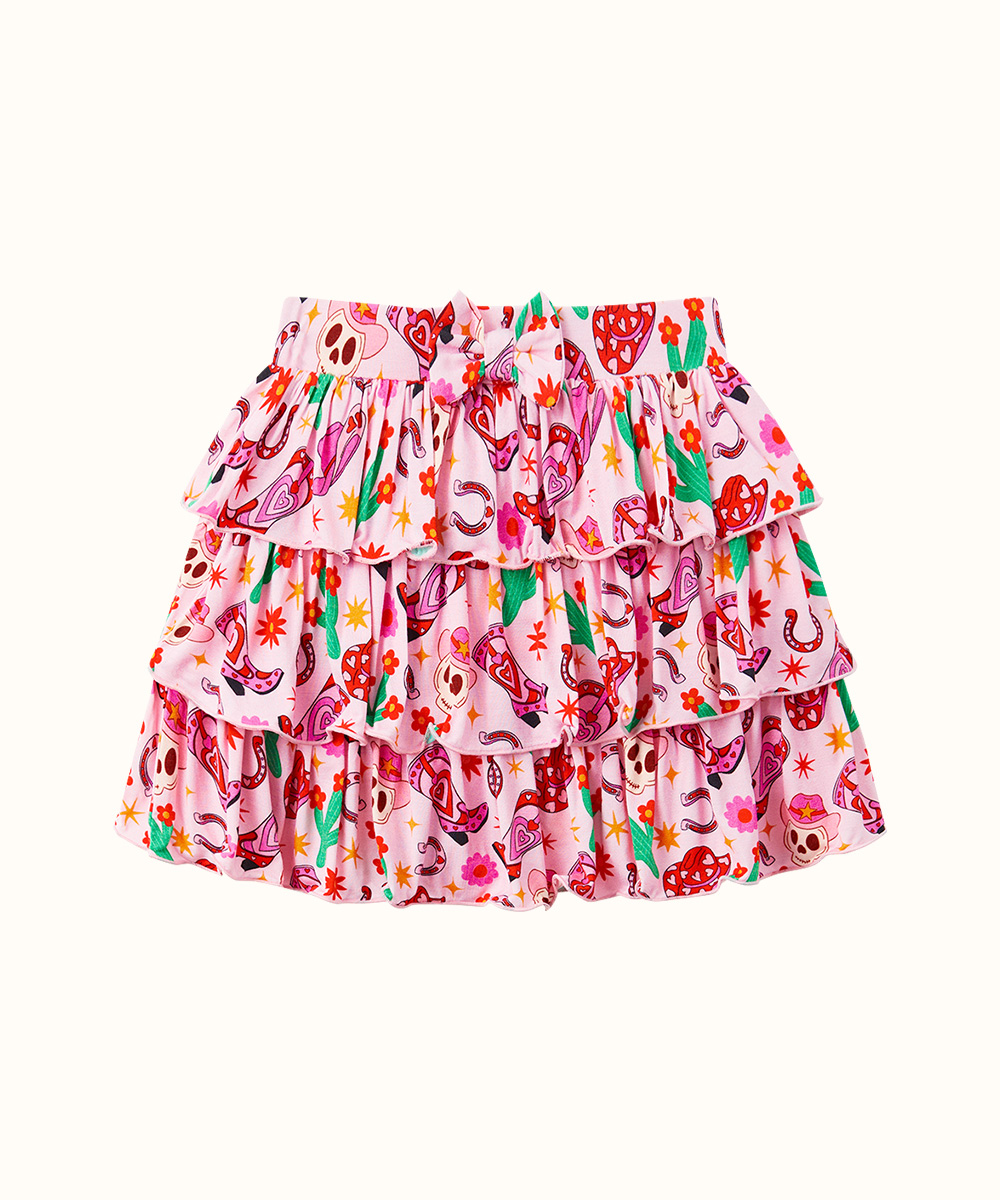 2T-6Y Girls 3-Layer Tiered Ruffle Bamboo Skorts