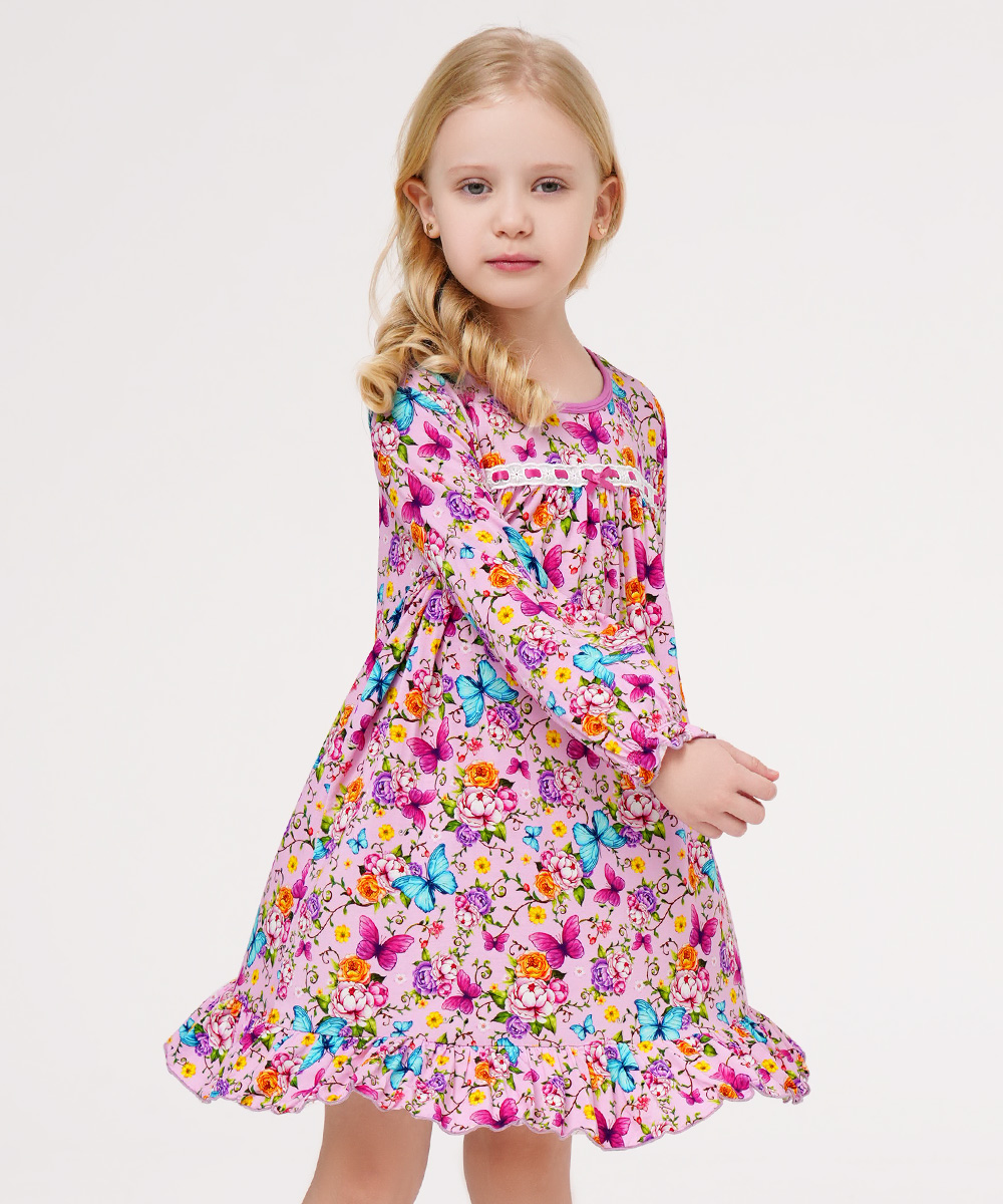 Toddler Girls Bamboo-derived Long Sleeve Nightgowns