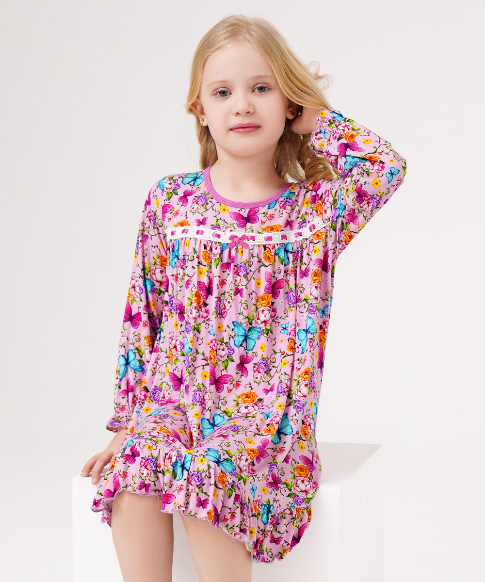 Toddler Girls Bamboo-derived Long Sleeve Nightgowns