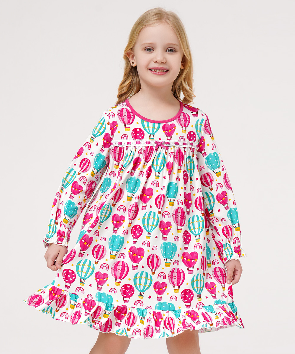 Toddler Girls Bamboo-derived Long Sleeve Nightgowns
