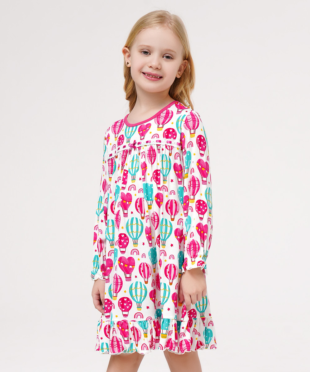 Toddler Girls Bamboo-derived Long Sleeve Nightgowns