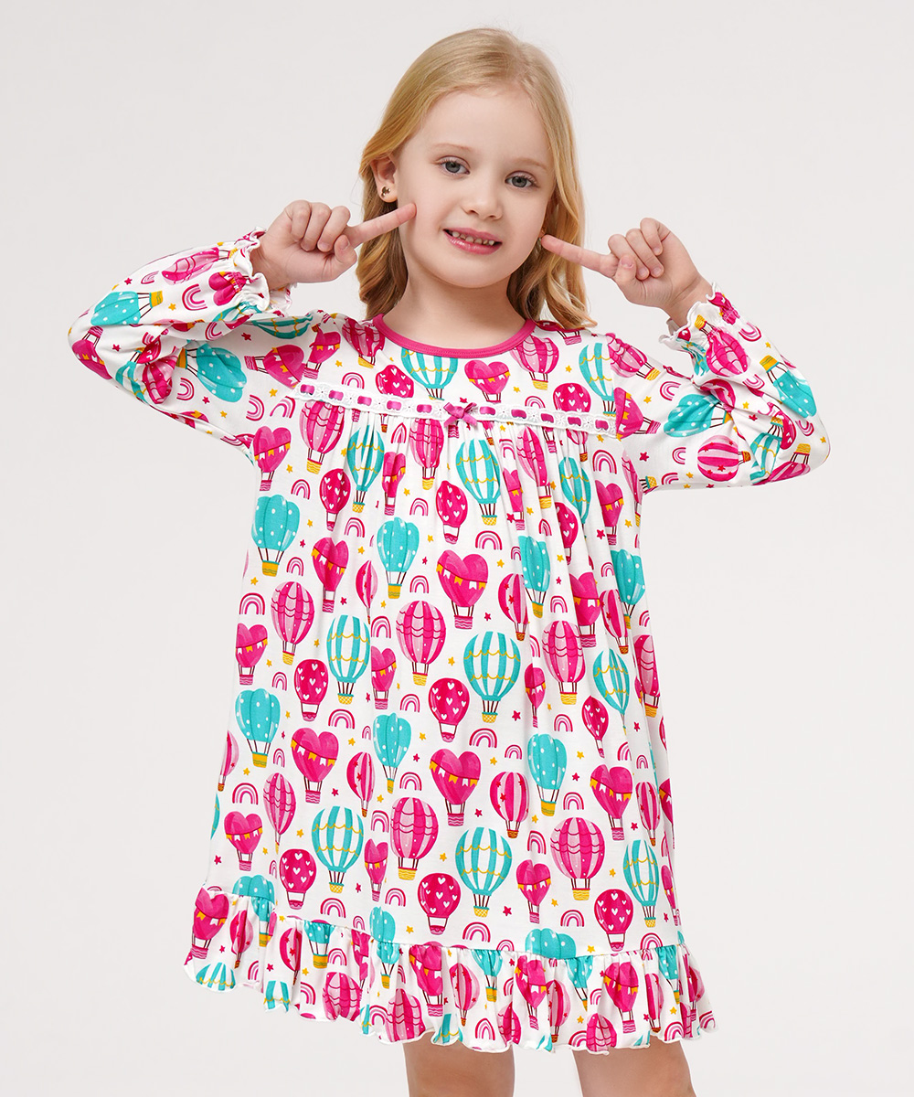Toddler Girls Bamboo-derived Long Sleeve Nightgowns