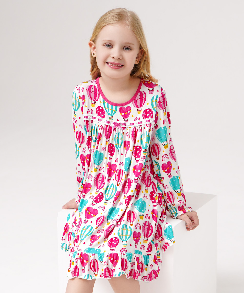 Toddler Girls Bamboo-derived Long Sleeve Nightgowns