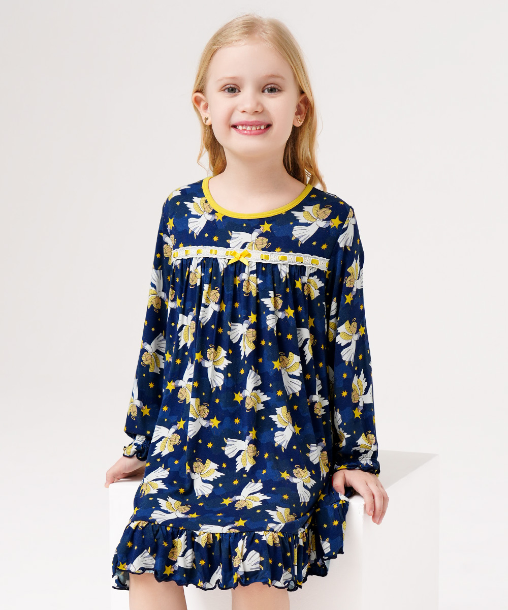 Toddler Girls Bamboo-derived Long Sleeve Nightgowns