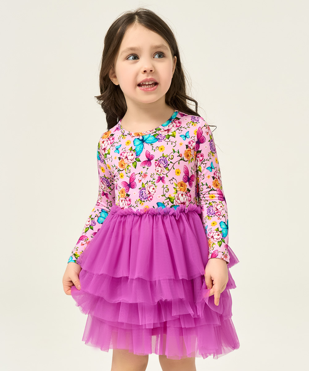 Toddler Girl Bamboo Long Sleeve Tulle Dress