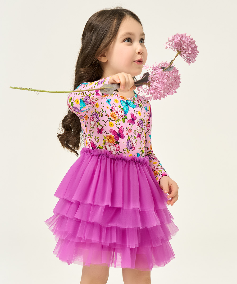 Toddler Girl Bamboo Long Sleeve Tulle Dress