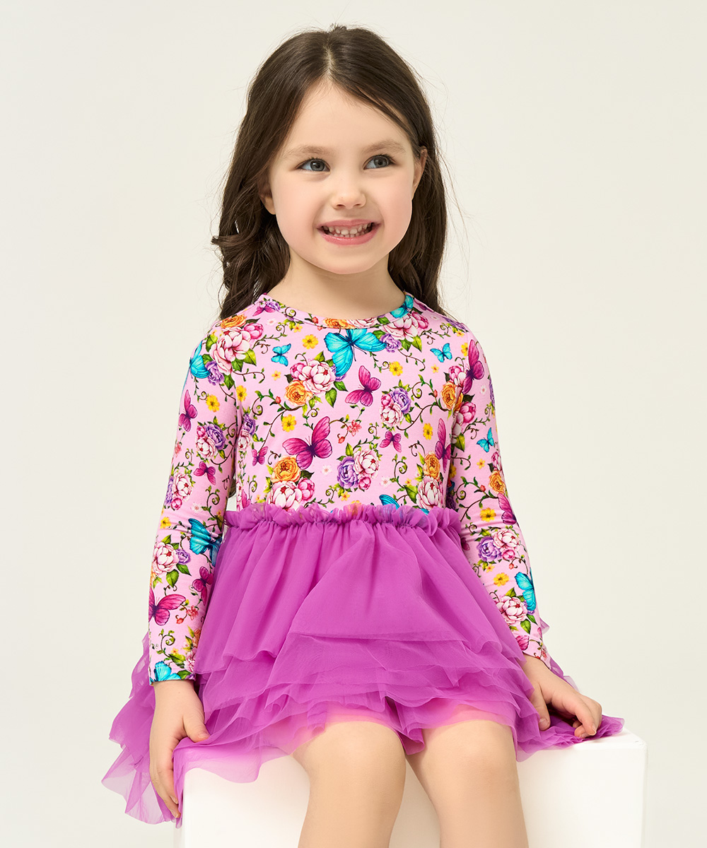 Toddler Girl Bamboo Long Sleeve Tulle Dress
