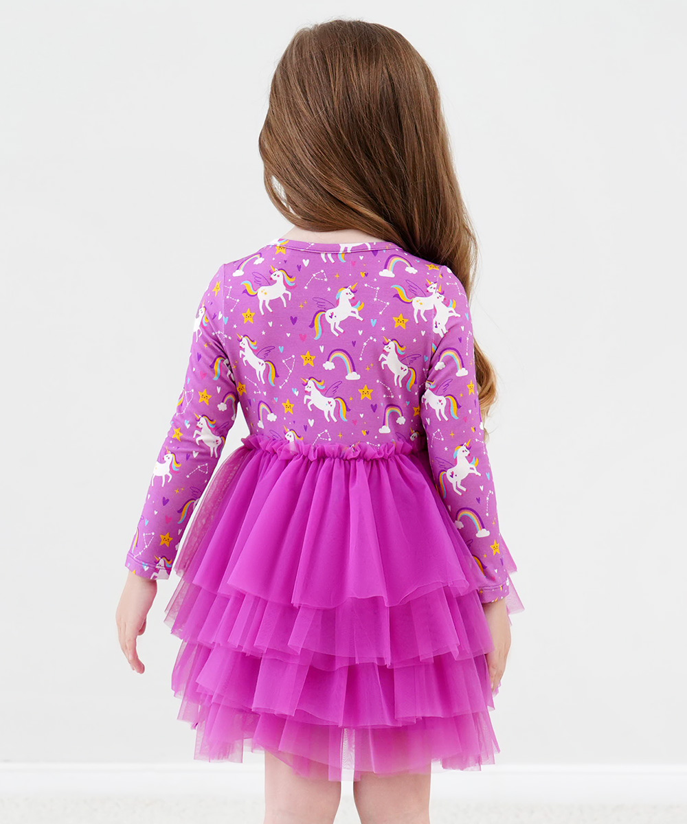 2T-6Y Toddler Girl Bamboo Long Sleeve Tulle Dress
