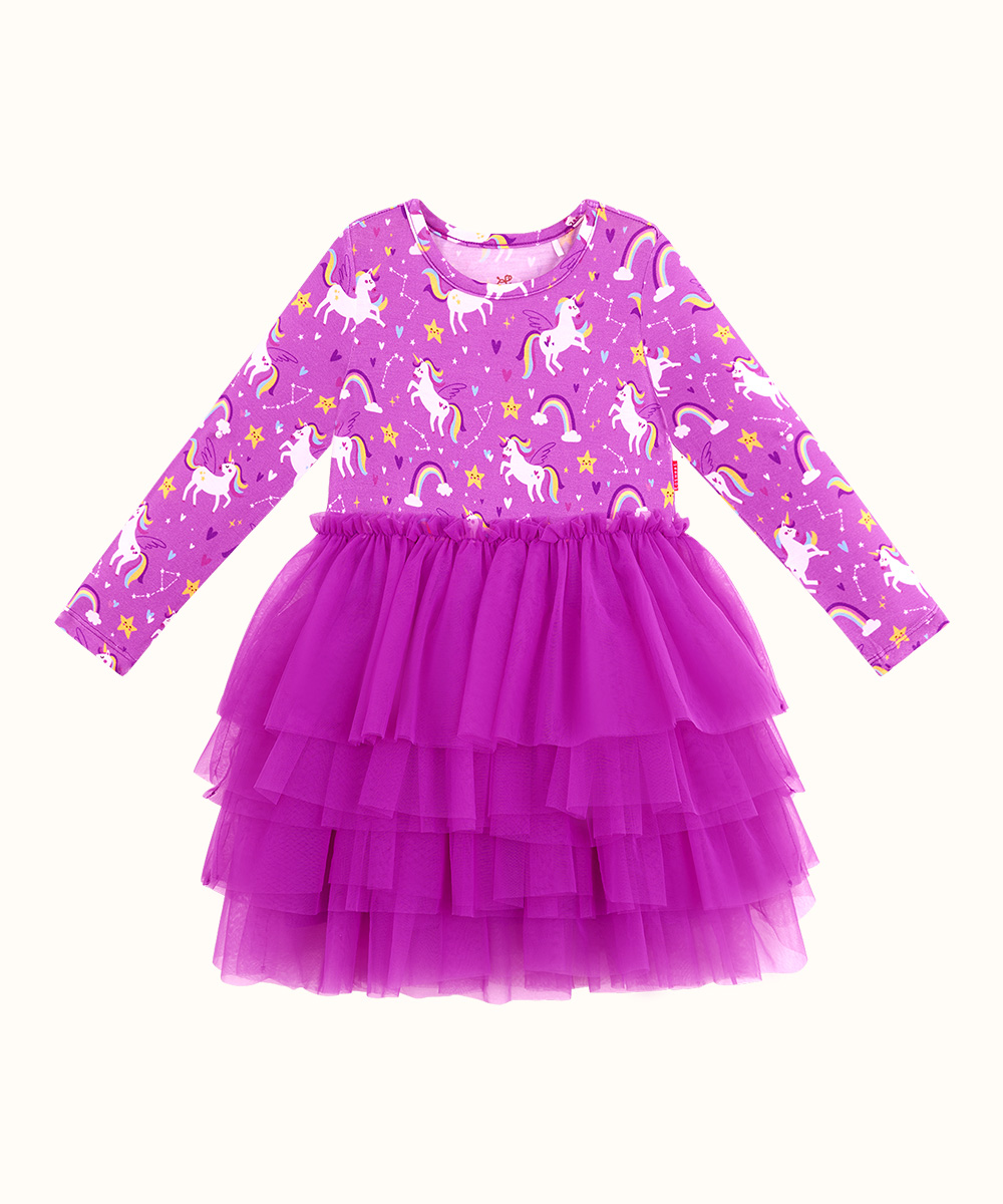 2T-6Y Toddler Girl Bamboo Long Sleeve Tulle Dress