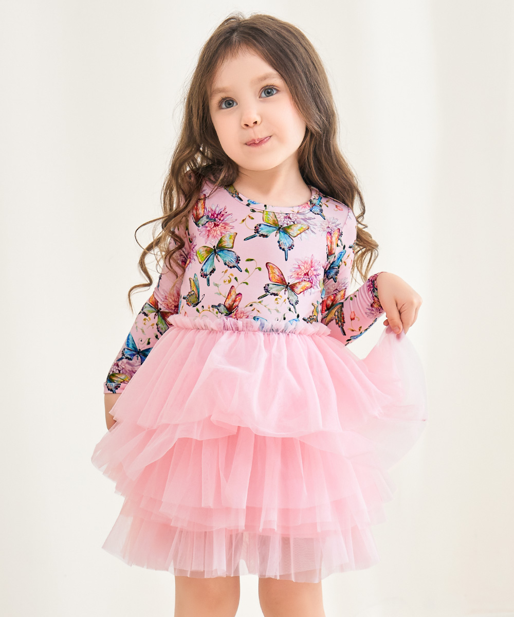 Toddler Girl Bamboo Long Sleeve Tulle Dress