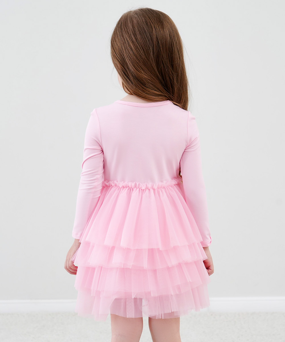 2T-6Y Toddler Girl Bamboo Long Sleeve Tulle Dress