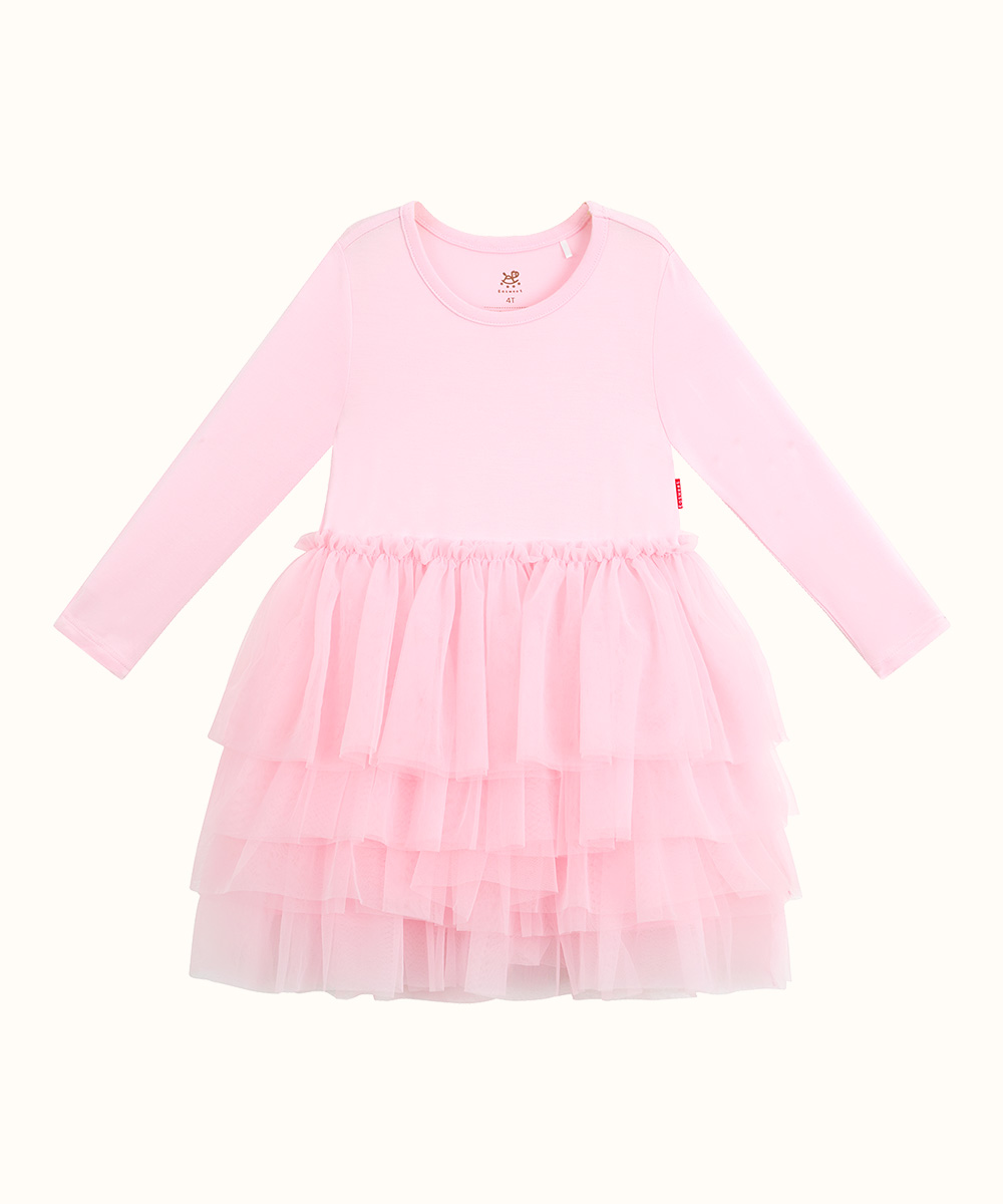 2T-6Y Toddler Girl Bamboo Long Sleeve Tulle Dress
